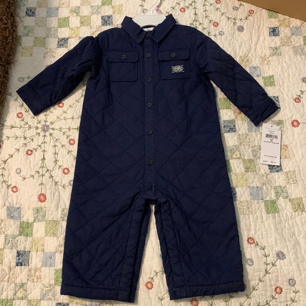 Ralph Lauren Baby Navy Quilted Jumpsuit 9 mo. NWT
